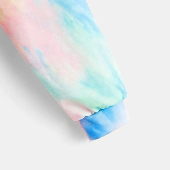 3/$28❤️SHEIN EZ wear multicolor tie-dye, & letter print crop hoodie size XL - Picture 3 of 4